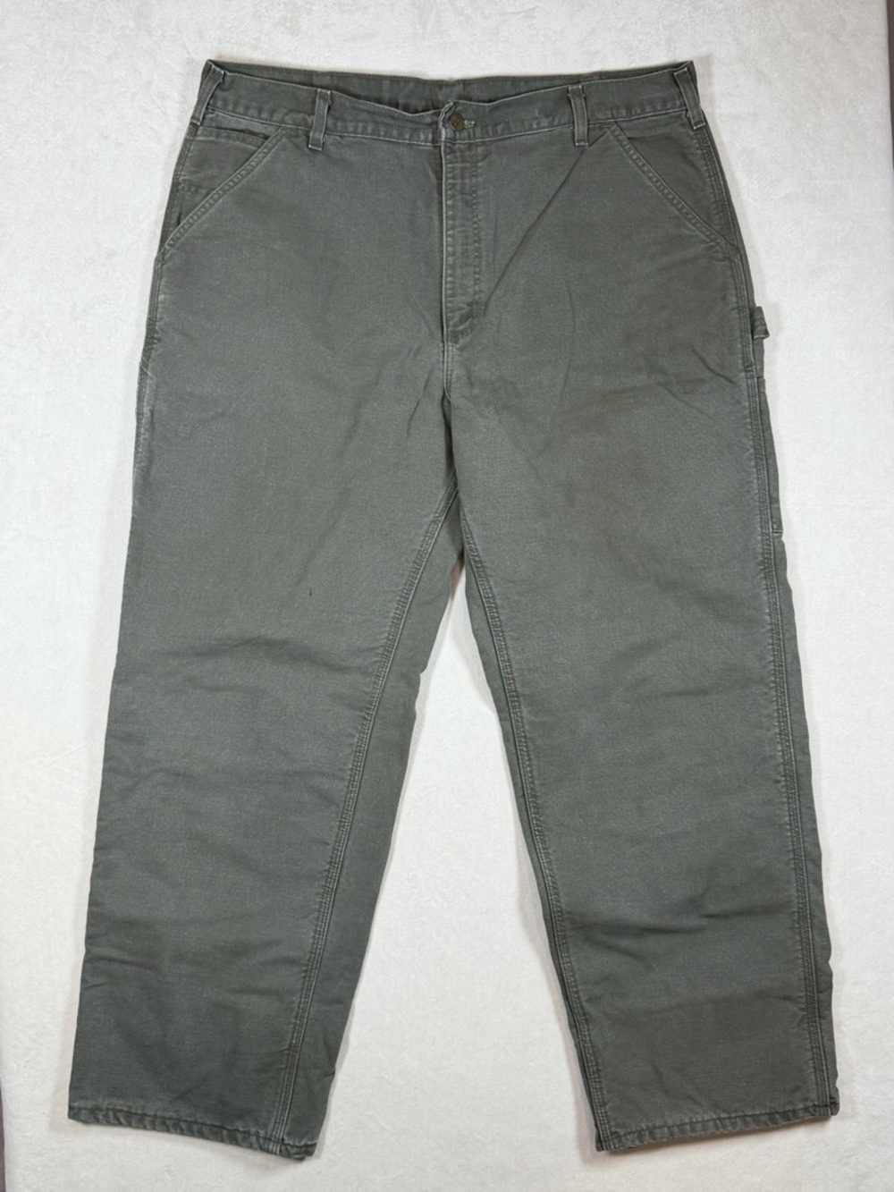 Vintage Carhartt Made in USA 38W 30L Blanket Lined Men's Olive Cargo Work Pants